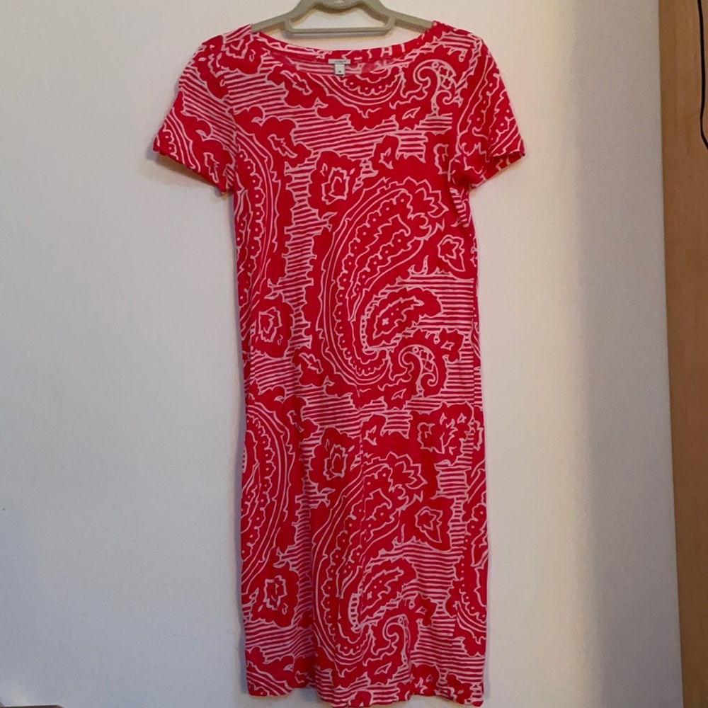 J crew red paisley striped dress